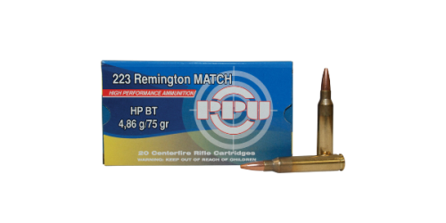 PPU Match Rifle Ammo 223 Rem 75gr 20rd